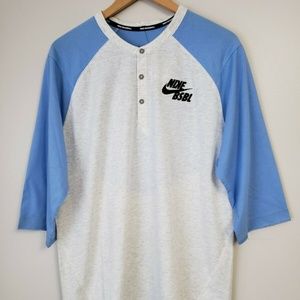 NWT mens small or medium nike Dri-FIT Flux 3/4-Sleeve henley Baseball Top CT1977